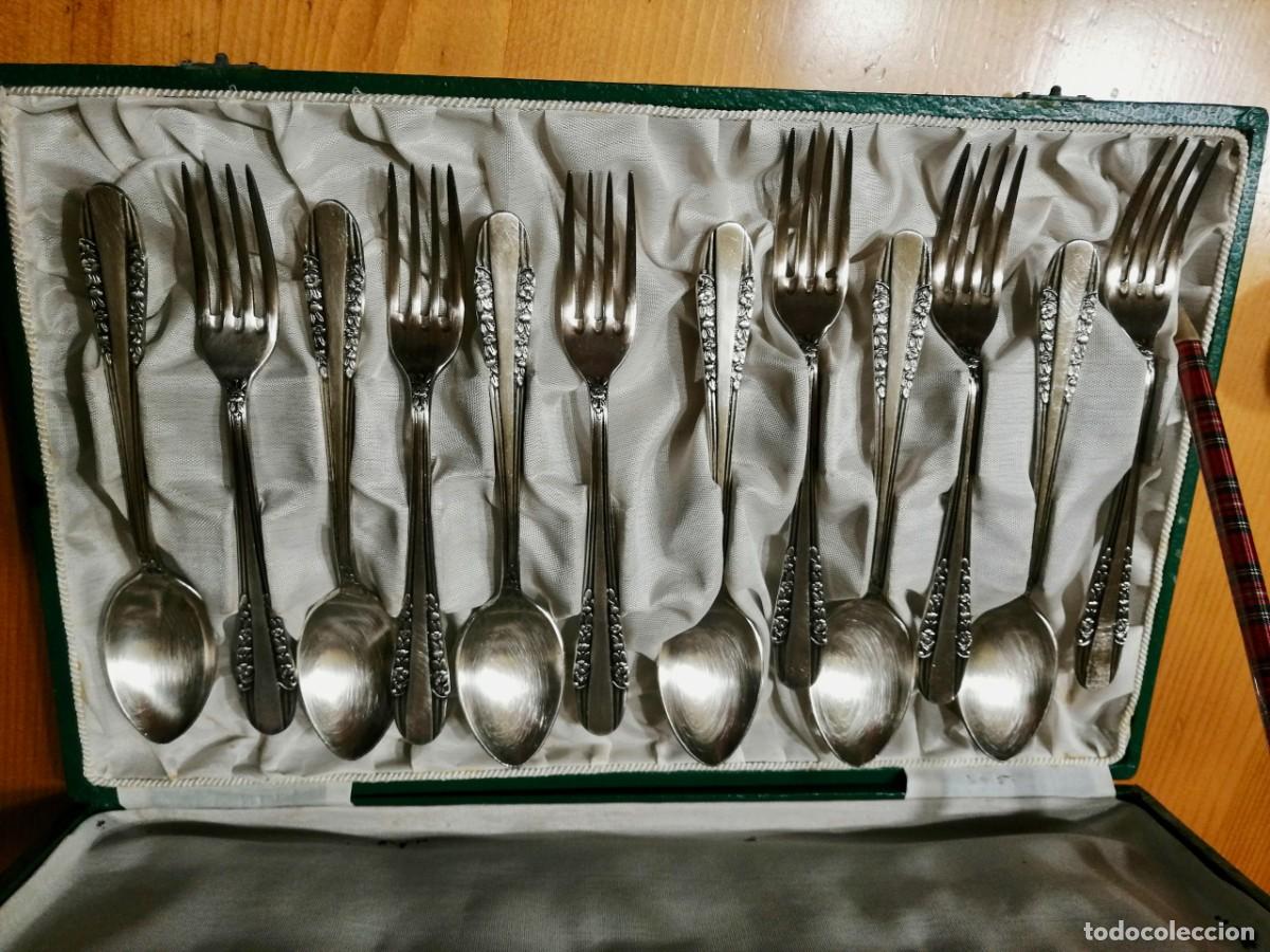 Antig&uuml;edades: Cuberter&iacute;a postre de alpaca antigua - Foto 3