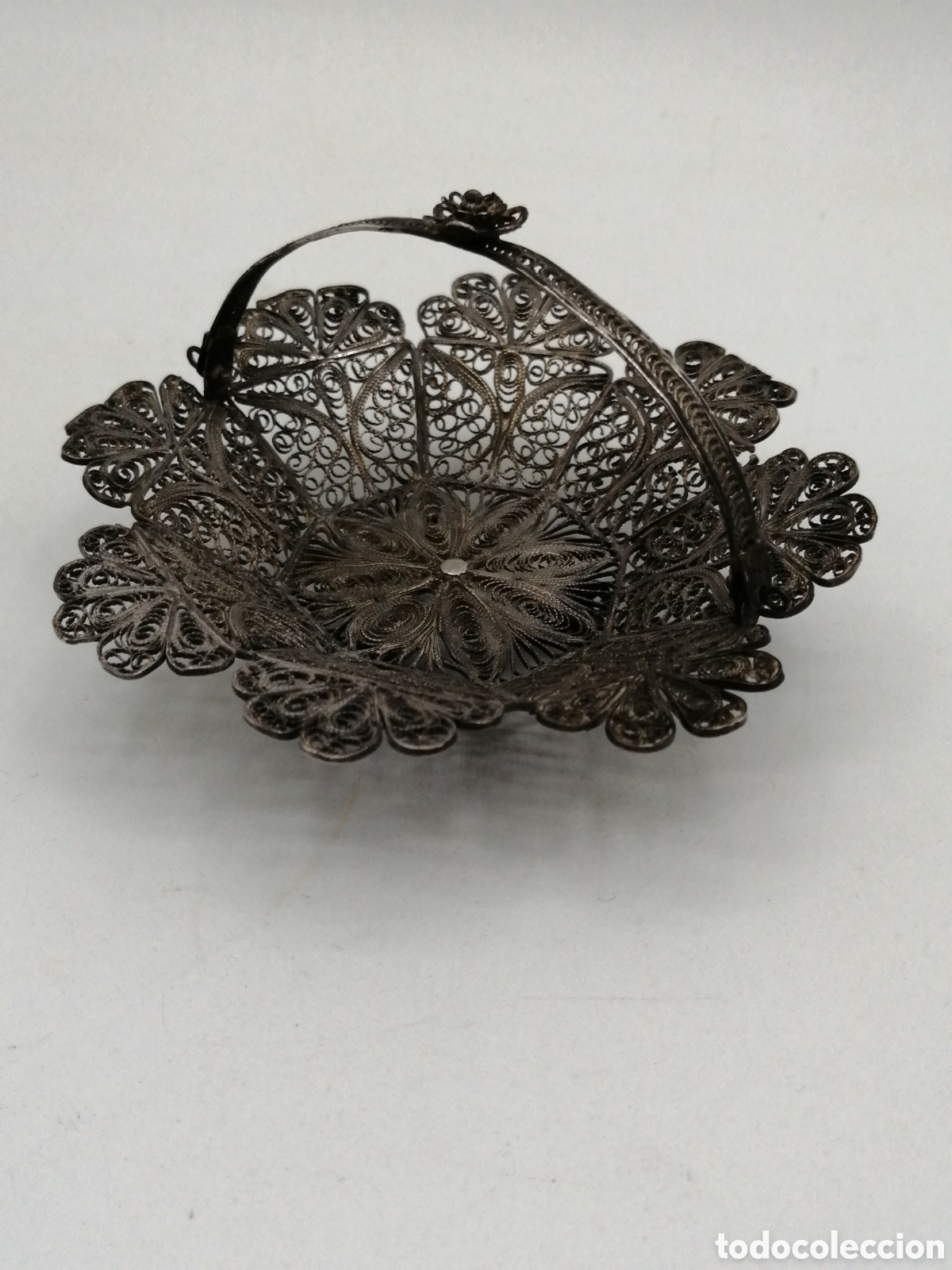 Antig&uuml;edades: Peque&ntilde;a cesta plata filigrana - Foto 2