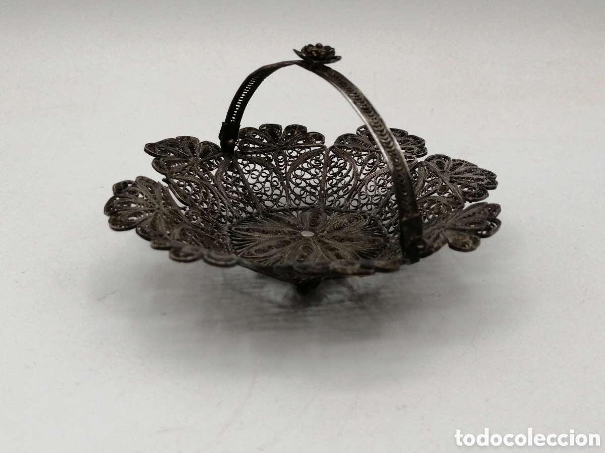Antig&uuml;edades: Peque&ntilde;a cesta plata filigrana - Foto 3