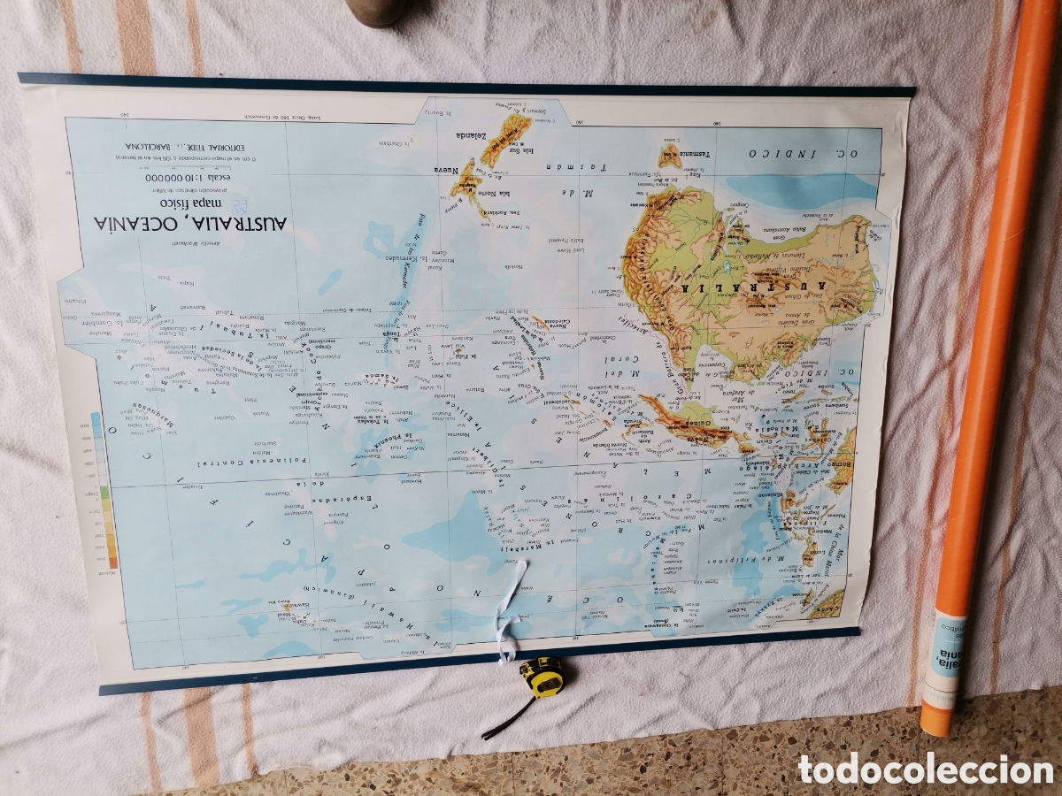 Antig&uuml;edades: Gran mapa mural australia oceania doble cara 1988 edit. Teide