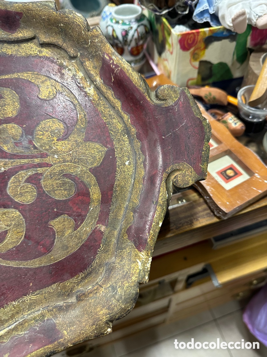 Antig&uuml;edades: Bandeja en madera policromada - Foto 4