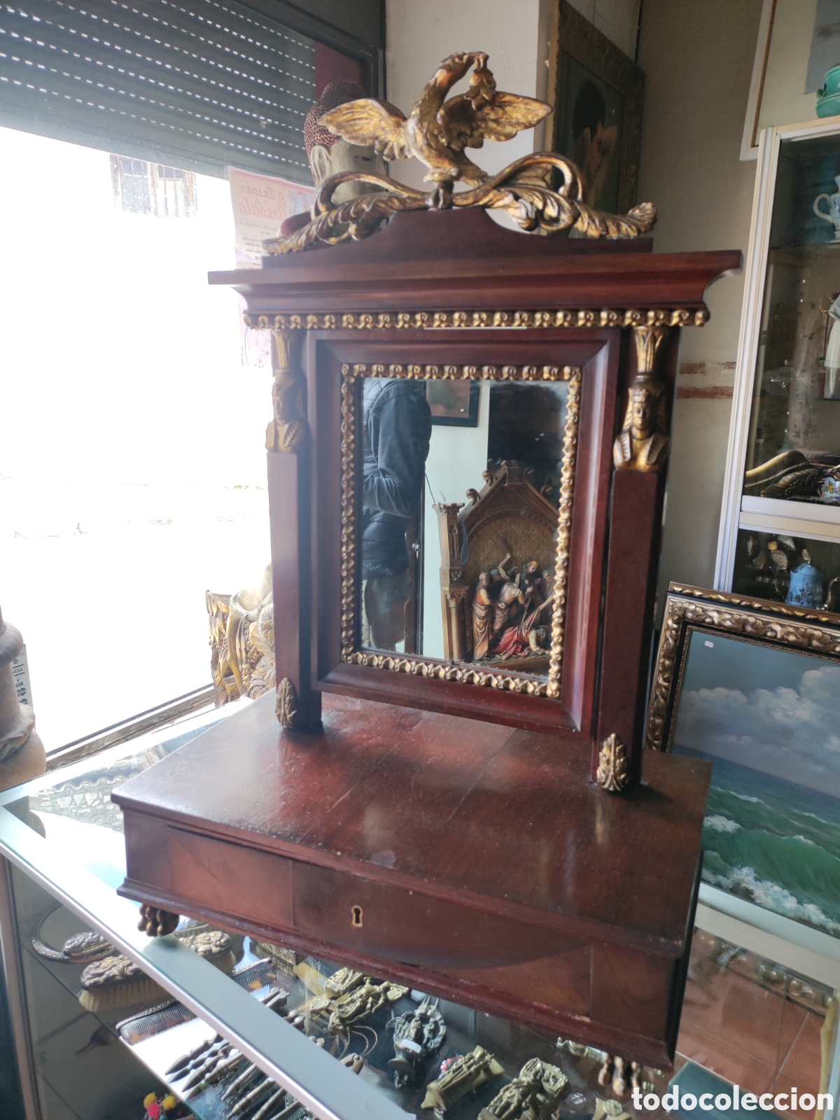 Antig&uuml;edades: Tocador de sobre mesa Imperio - Foto 1