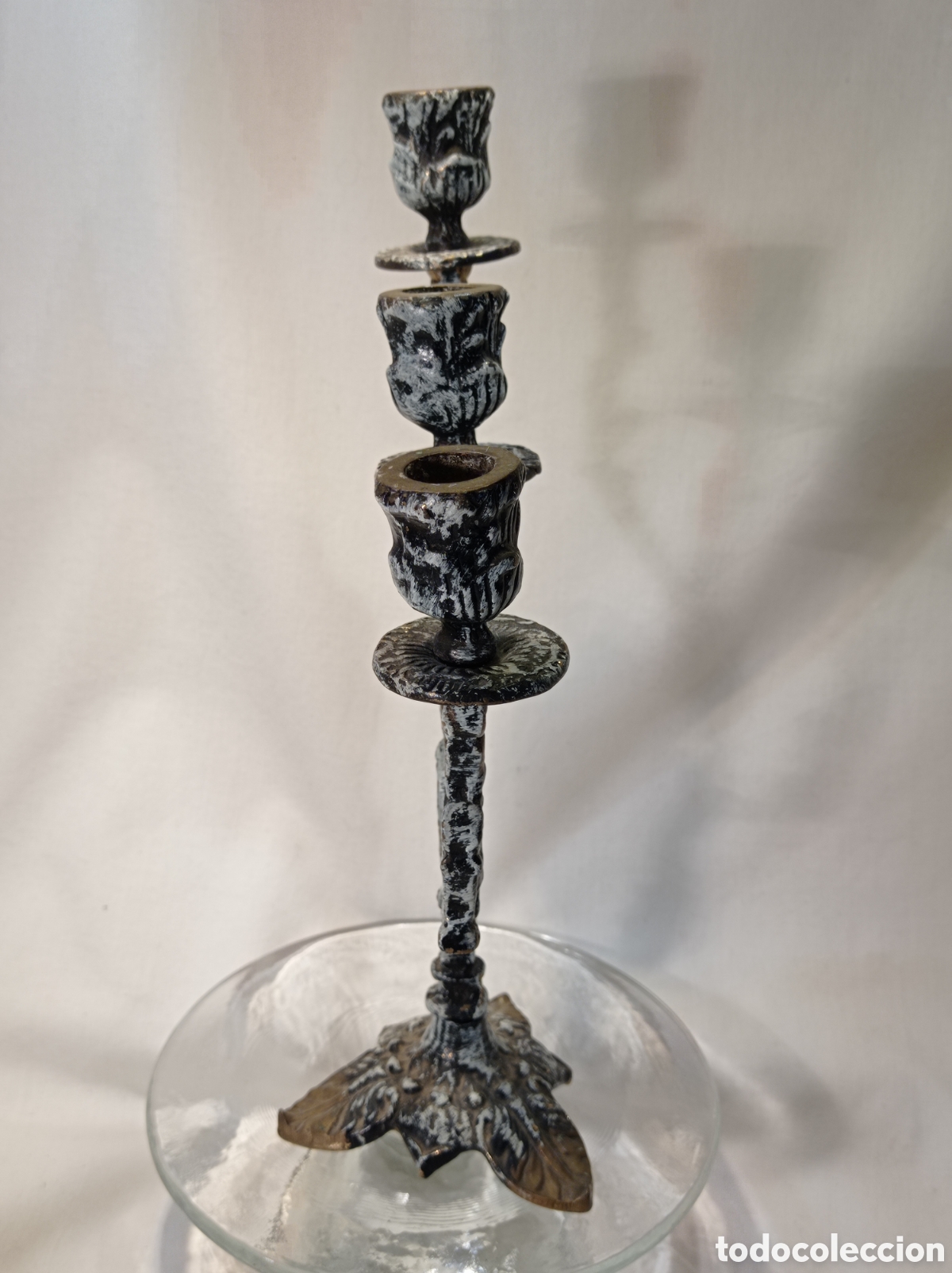 Antig&uuml;edades: CANDELABRO DE BRONCE PINTADO ESTILO MODERNISTA - Foto 3