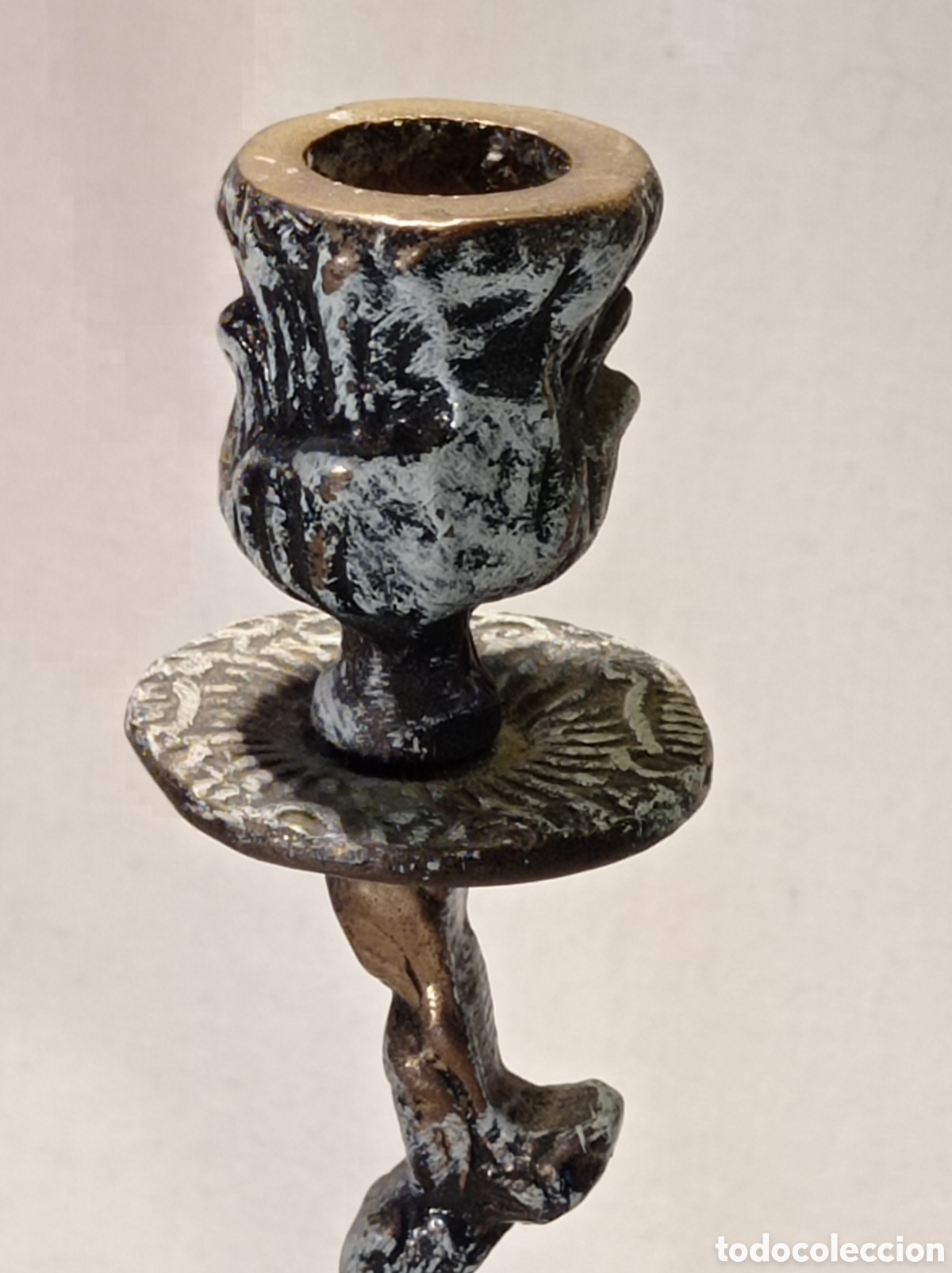 Antig&uuml;edades: CANDELABRO DE BRONCE PINTADO ESTILO MODERNISTA - Foto 6