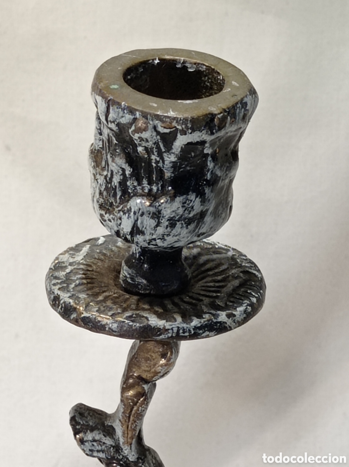 Antig&uuml;edades: CANDELABRO DE BRONCE PINTADO ESTILO MODERNISTA - Foto 9