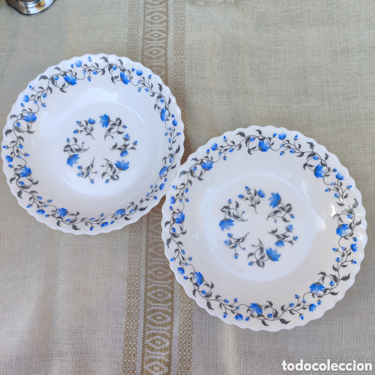 Antig&uuml;edades: 2 platos con flores azules - Foto 1