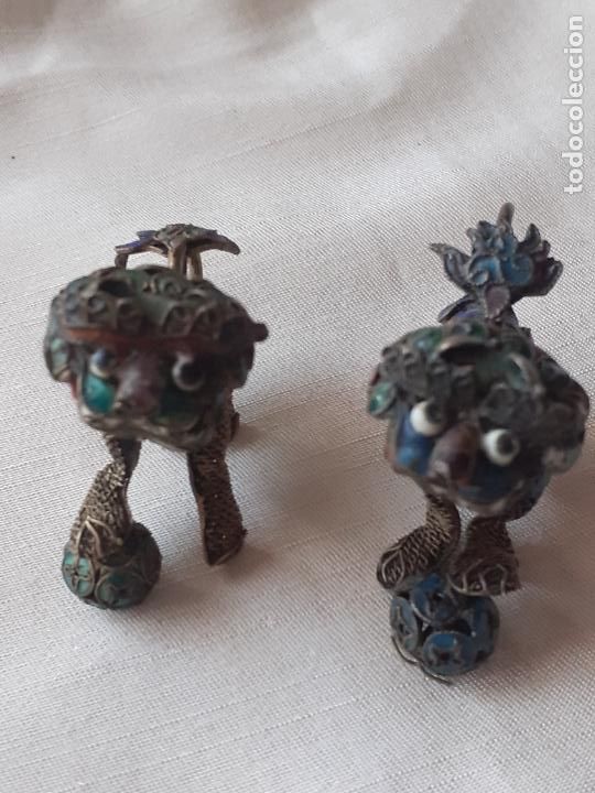 Antig&uuml;edades: Perros Foo filigrana esmaltada china - Foto 2
