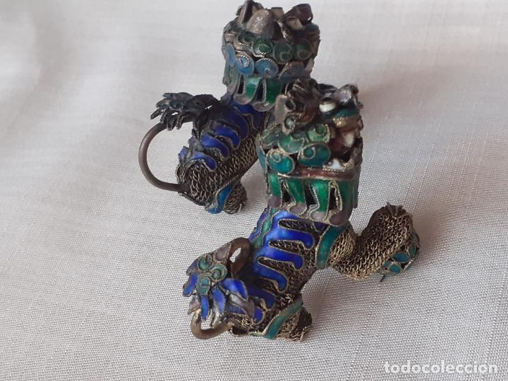 Antig&uuml;edades: Perros Foo filigrana esmaltada china - Foto 3