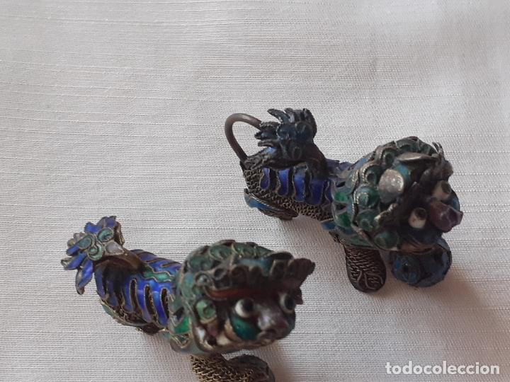 Antig&uuml;edades: Perros Foo filigrana esmaltada china - Foto 4