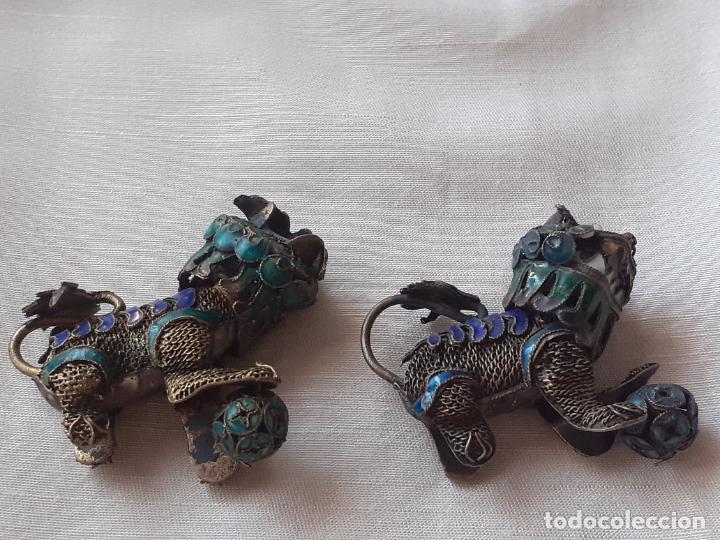 Antig&uuml;edades: Perros Foo filigrana esmaltada china - Foto 5