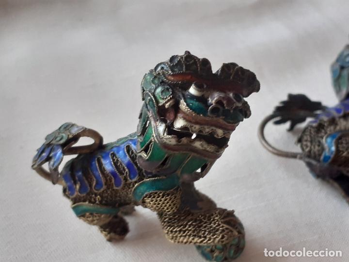 Antig&uuml;edades: Perros Foo filigrana esmaltada china - Foto 6