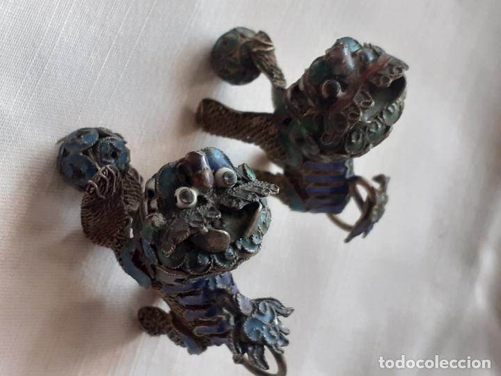 Antig&uuml;edades: Perros Foo filigrana esmaltada china - Foto 8