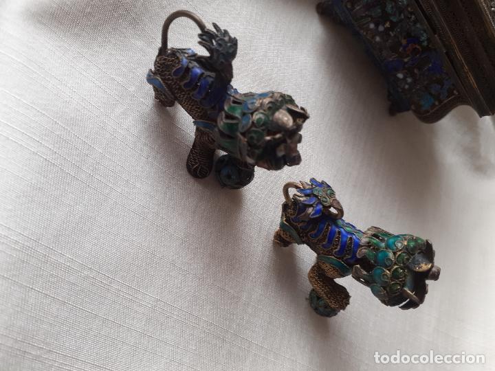 Antig&uuml;edades: Perros Foo filigrana esmaltada china - Foto 9