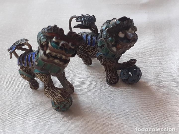 Antig&uuml;edades: Perros Foo filigrana esmaltada china - Foto 1