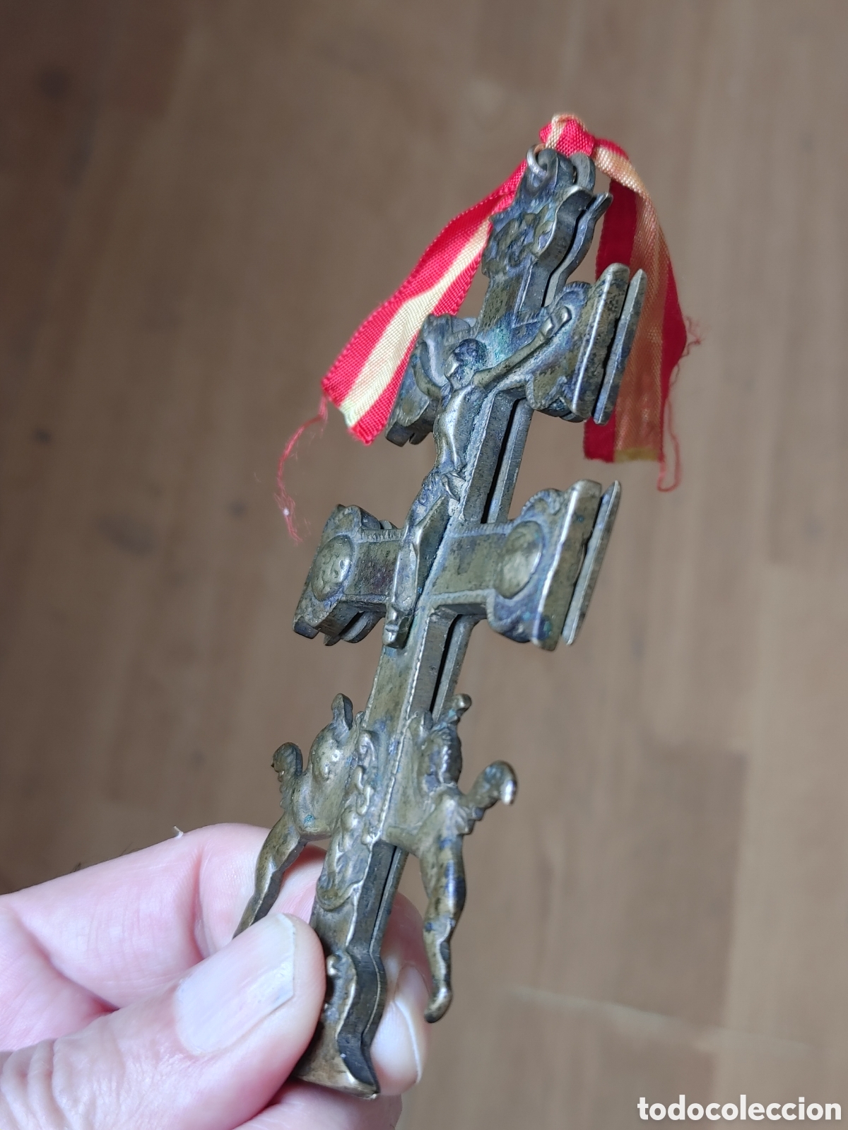 Antig&uuml;edades: Cruz de Caravaca en bronce. - Foto 3