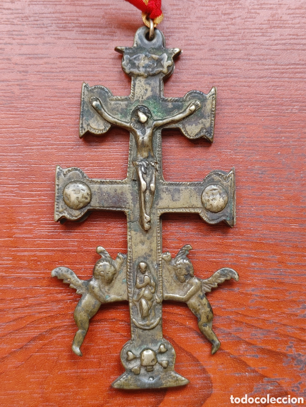 Antig&uuml;edades: Cruz de Caravaca en bronce. - Foto 4