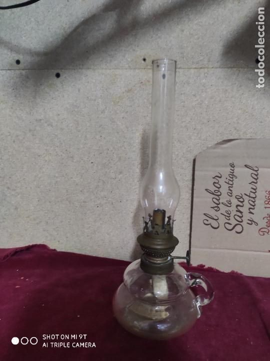Antig&uuml;edades: QUINQUE DE CRISTAL Y METAL LATON - Foto 1