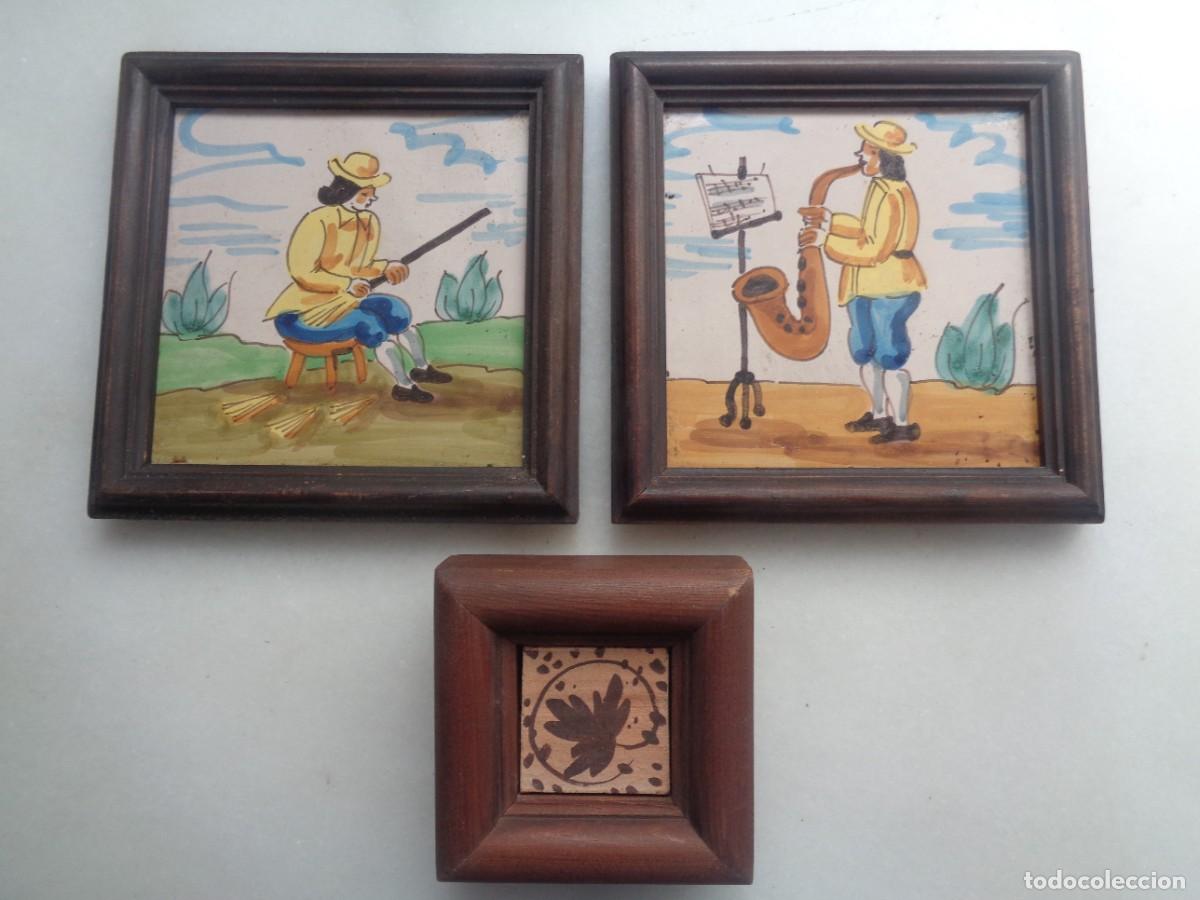 Antig&uuml;edades: TRES AZULEJOS ENMARCADOS - Foto 1