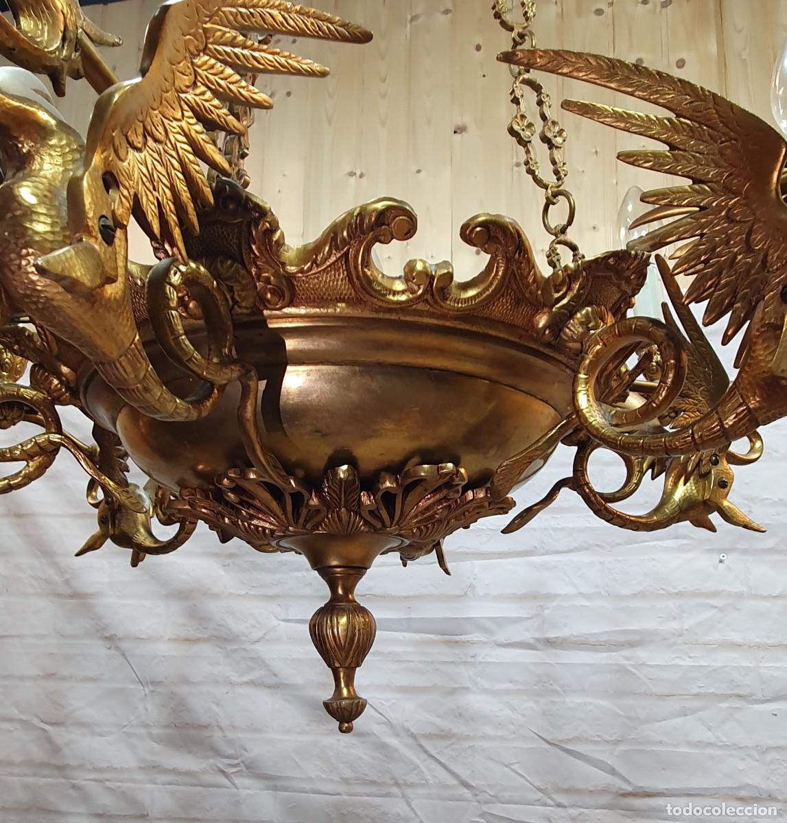 Antig&uuml;edades: Impresionante lampara de bronce macizo - Foto 1
