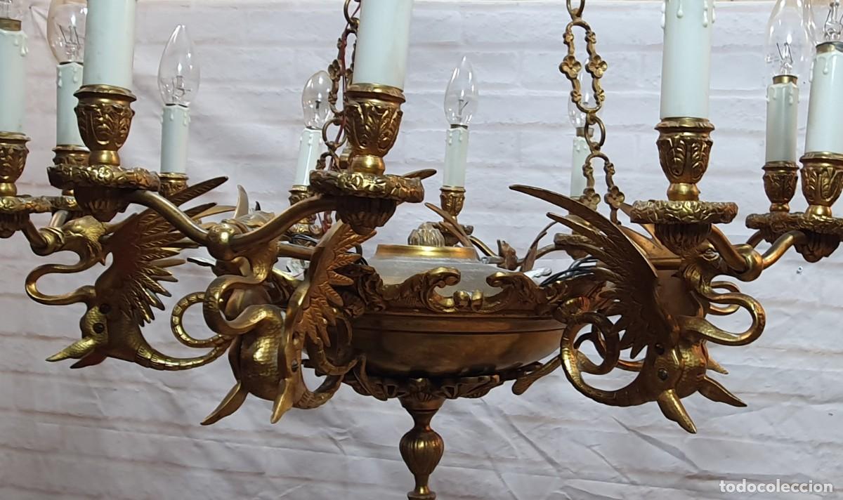 Antig&uuml;edades: Impresionante lampara de bronce macizo - Foto 4