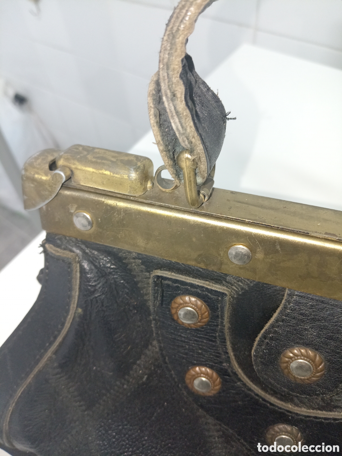 Antig&uuml;edades: Antiguo Bolso de piel - Foto 4