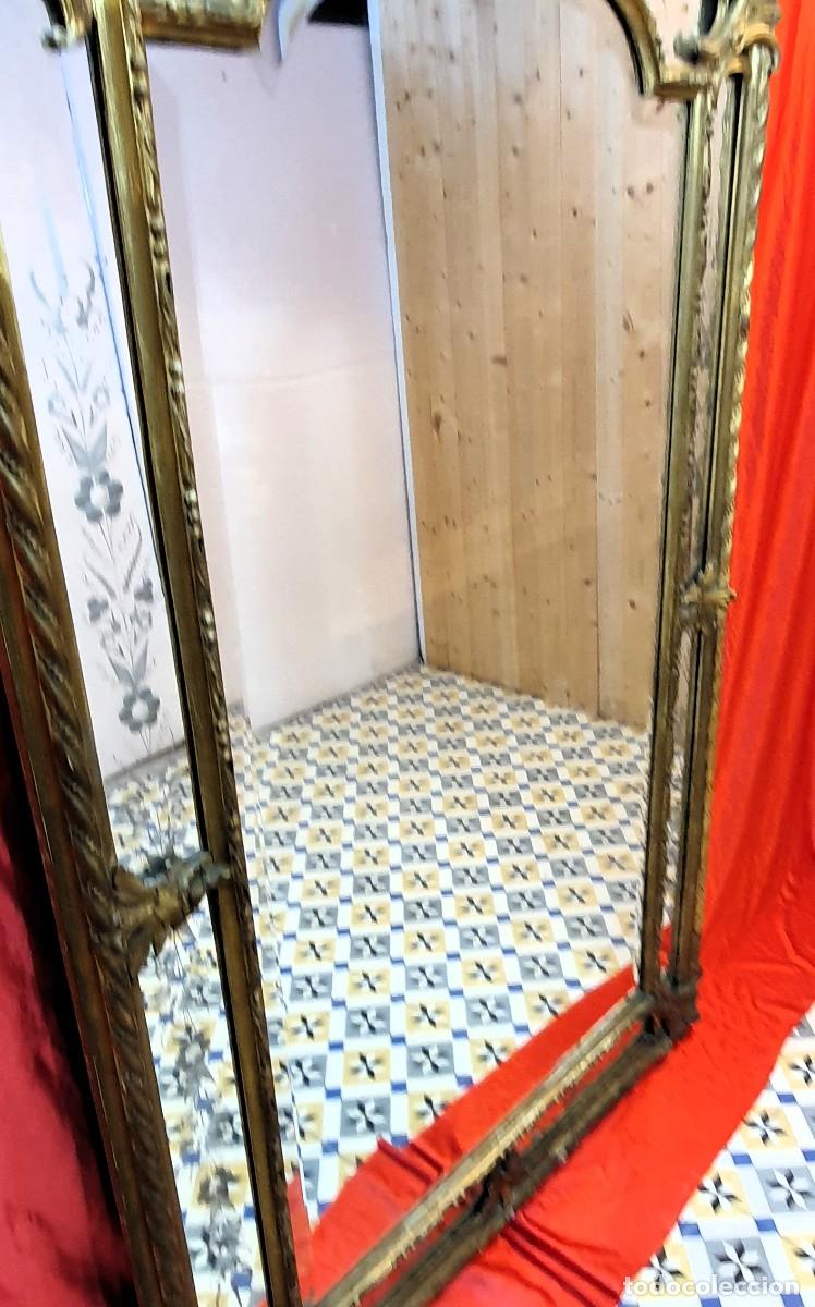 Antig&uuml;edades: Gran espejo cornucopia madera talla y pan de oro - Foto 8