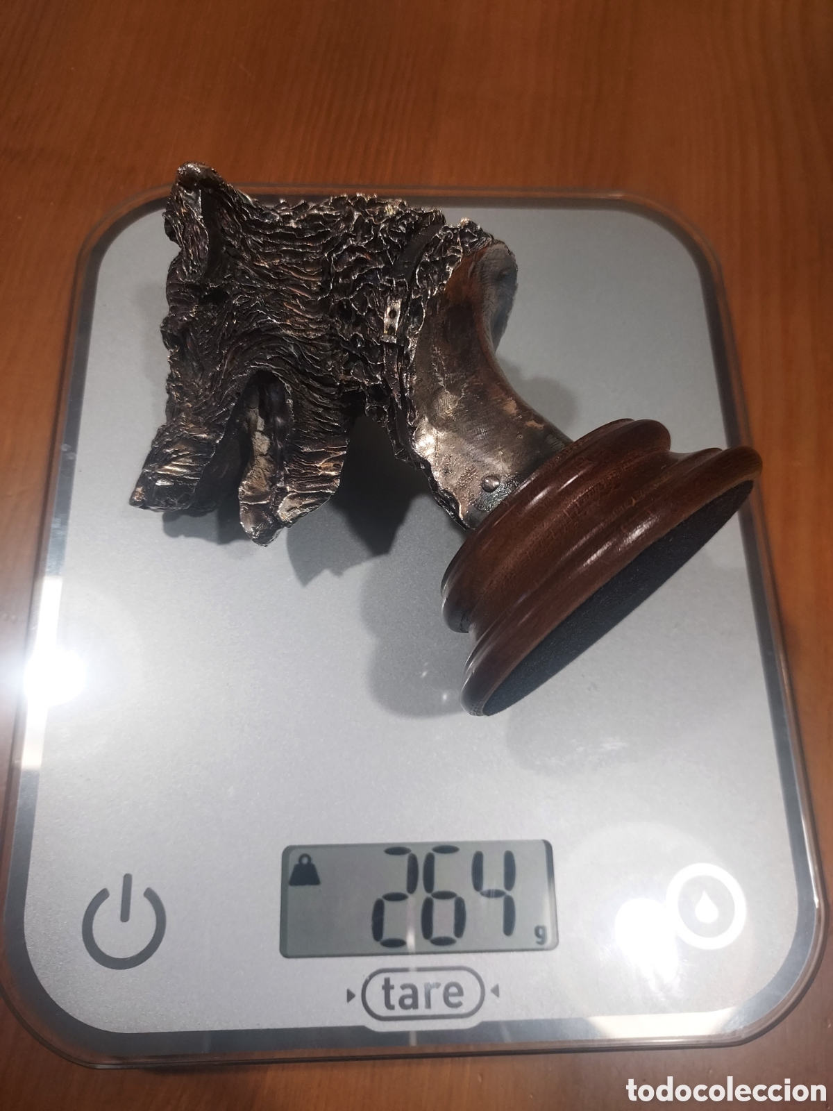 Antig&uuml;edades: CABEZA DE PERRO BA&Ntilde;ADO EN PLATA - Foto 4