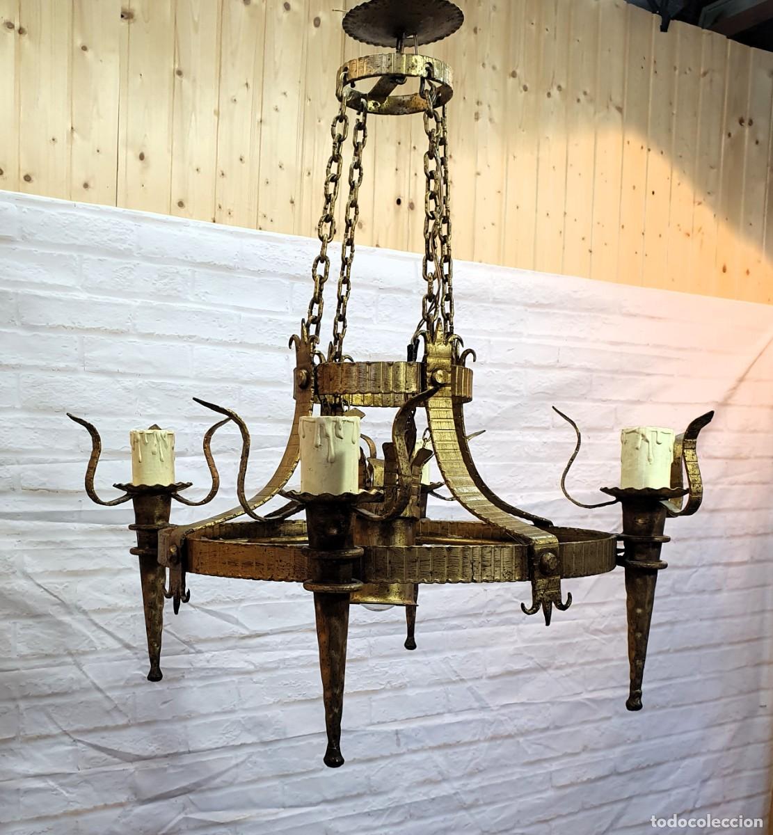 Antig&uuml;edades: Lampara de forja antigua - Foto 2
