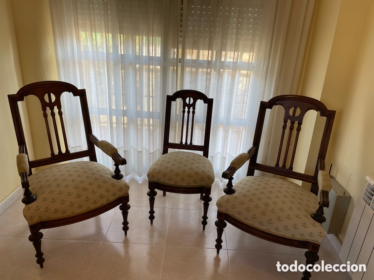 Antig&uuml;edades: Lote de 6 sillas y 2 sillones - Foto 1