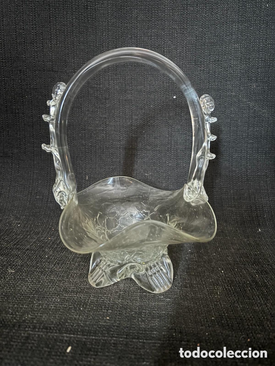 Antig&uuml;edades: Cesta de cristal soplado S.XIX - Foto 2