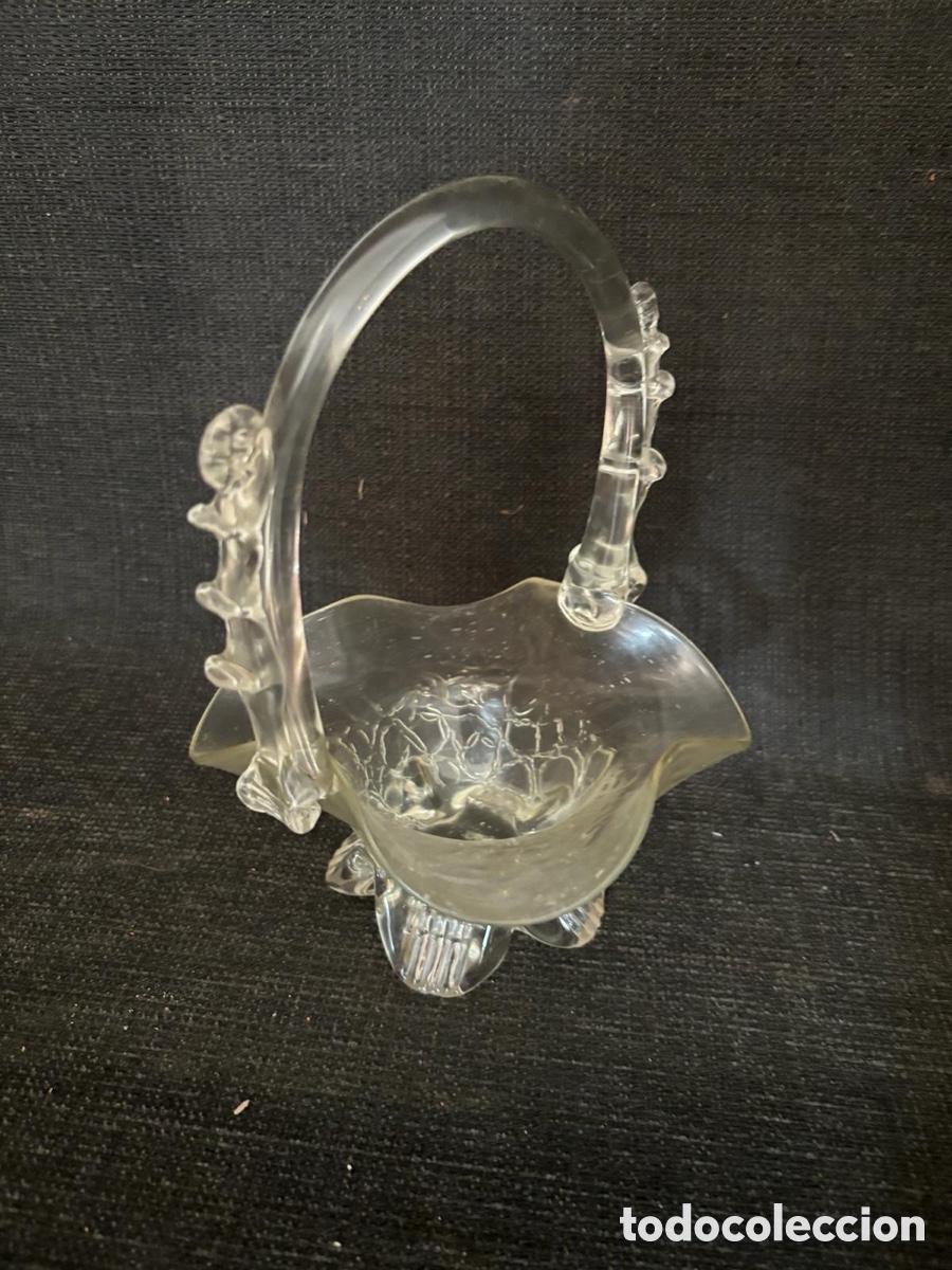 Antig&uuml;edades: Cesta de cristal soplado S.XIX - Foto 3