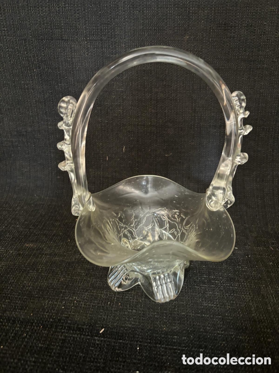 Antig&uuml;edades: Cesta de cristal soplado S.XIX - Foto 5