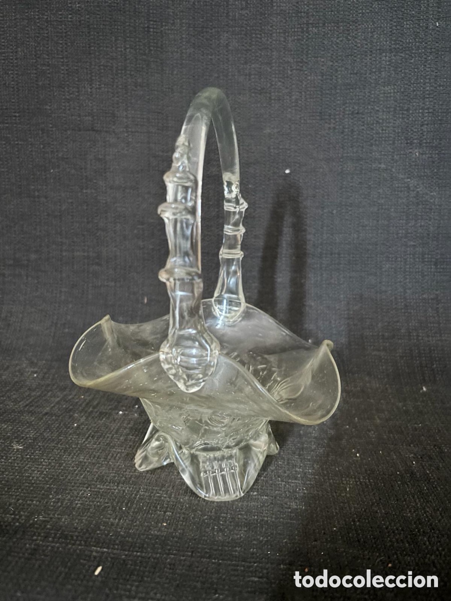 Antig&uuml;edades: Cesta de cristal soplado S.XIX - Foto 1