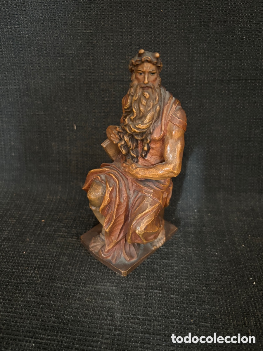 Antig&uuml;edades: Talla en madera Moises - Foto 4