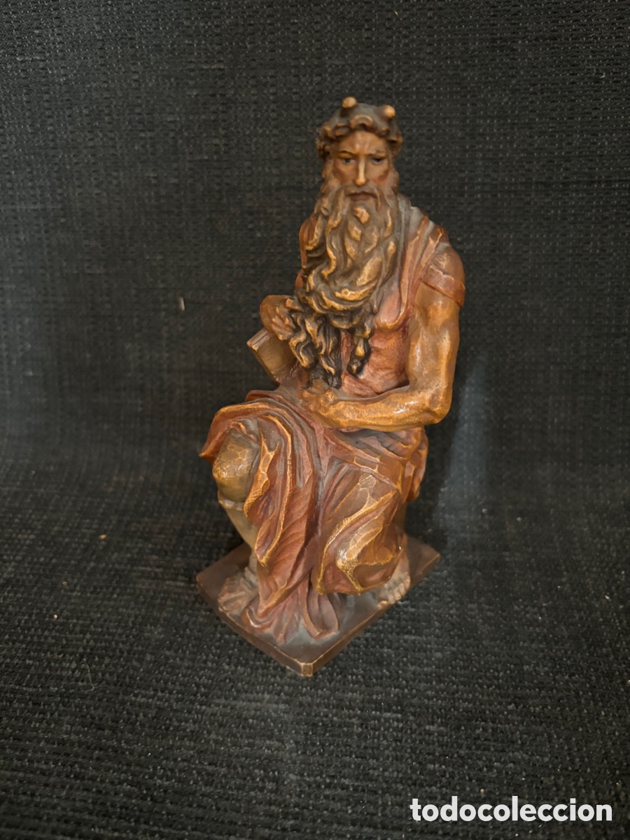 Antig&uuml;edades: Talla en madera Moises - Foto 5