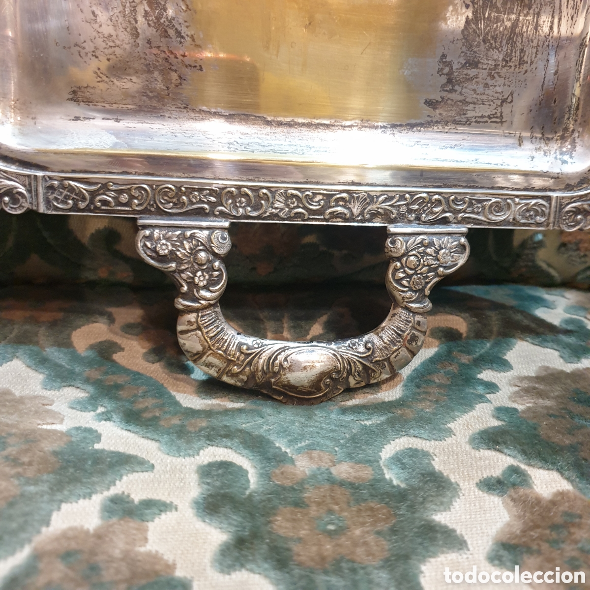 Antig&uuml;edades: Antigua bandeja de Alpaca - Foto 2