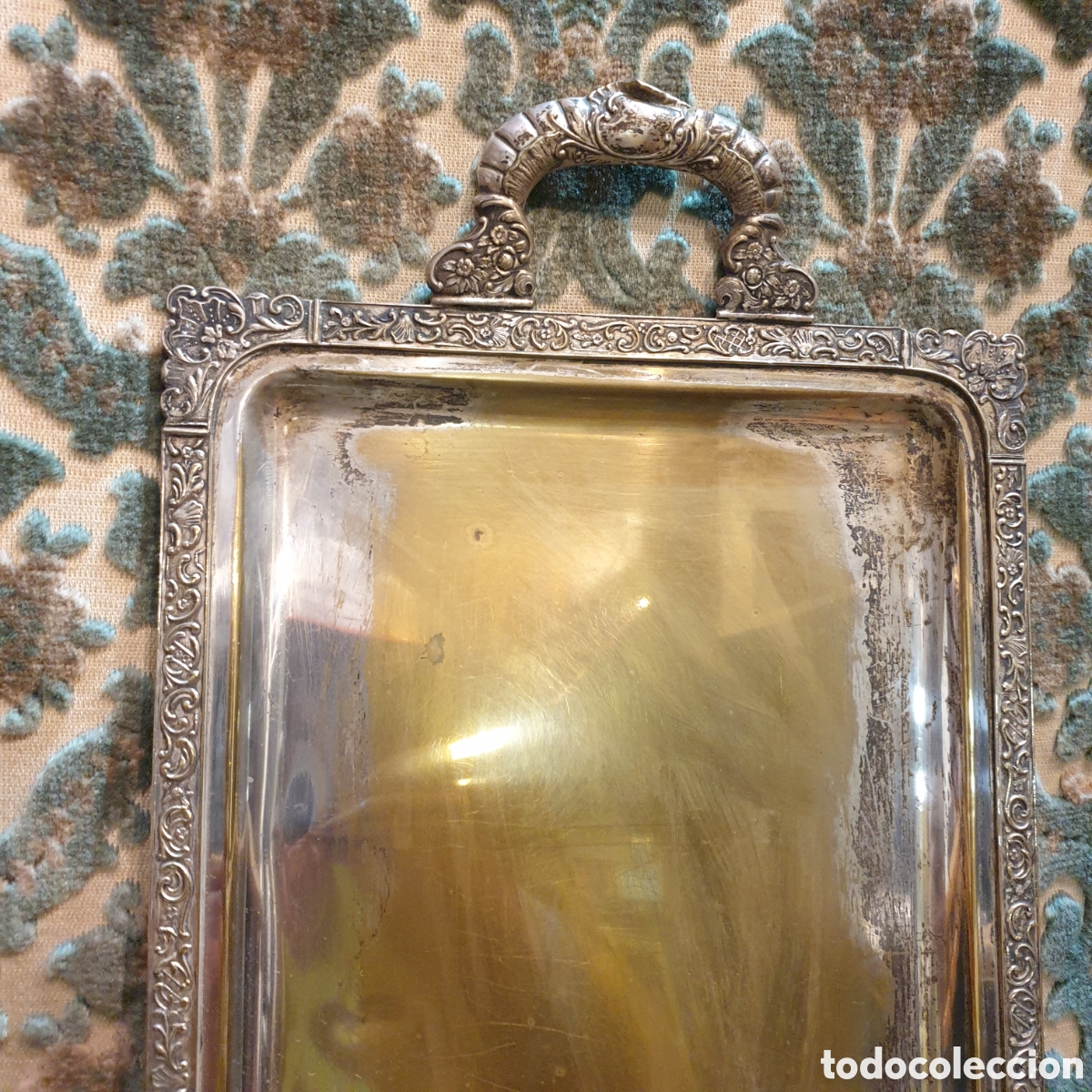 Antig&uuml;edades: Antigua bandeja de Alpaca - Foto 3