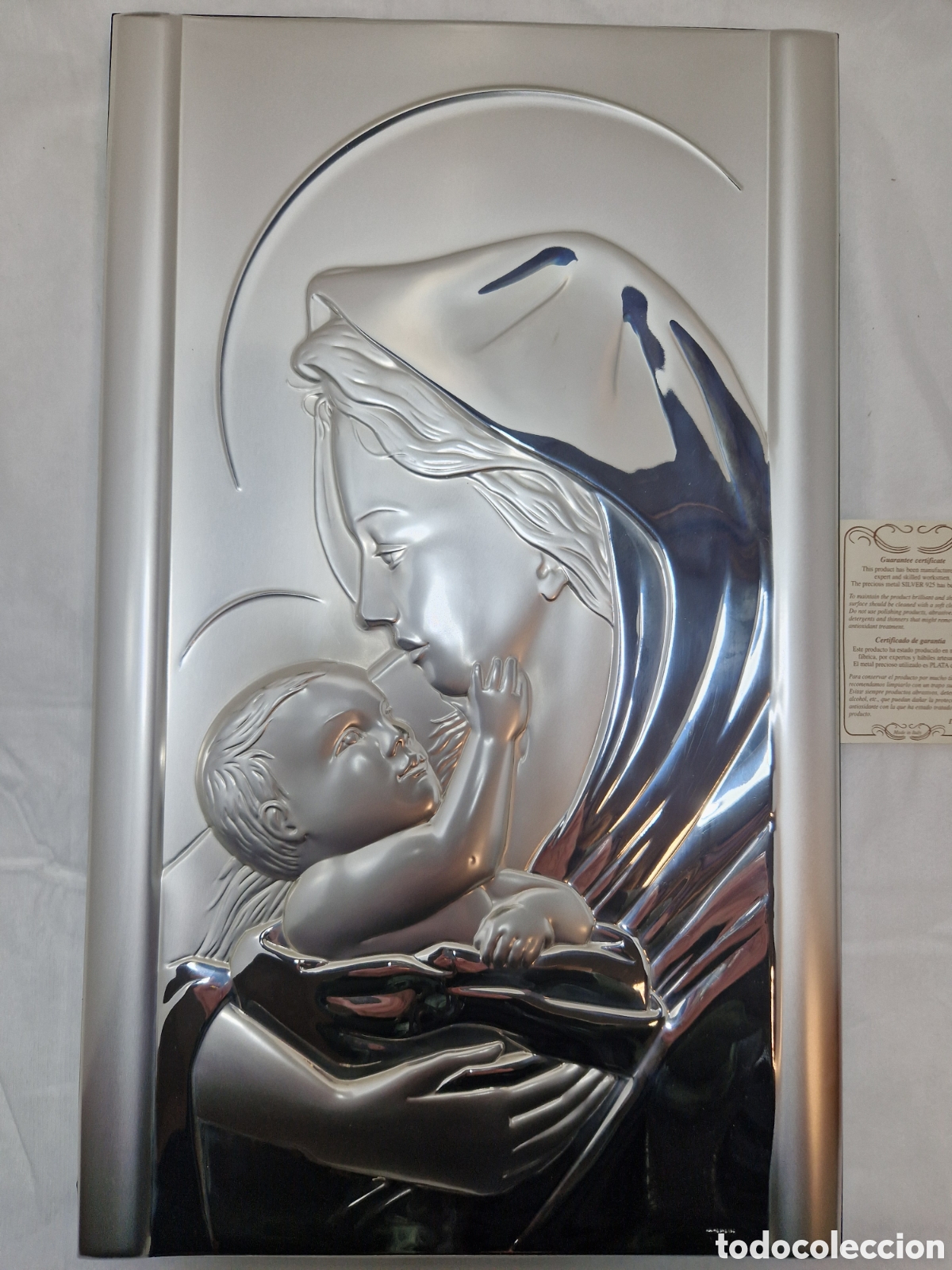 Antig&uuml;edades: Cuadro Virgen con ni&ntilde;o de Plata 925 - Foto 2