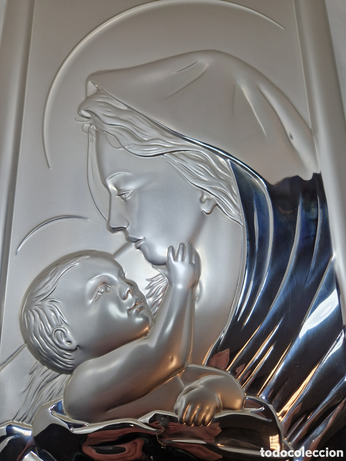 Antig&uuml;edades: Cuadro Virgen con ni&ntilde;o de Plata 925 - Foto 3