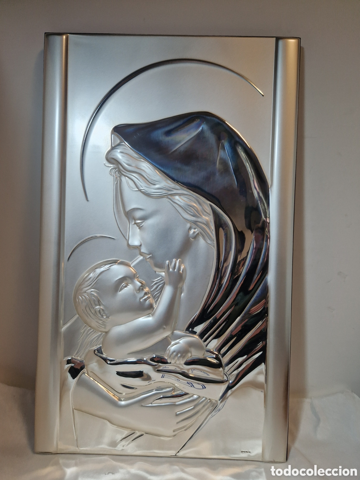 Antig&uuml;edades: Cuadro Virgen con ni&ntilde;o de Plata 925 - Foto 4