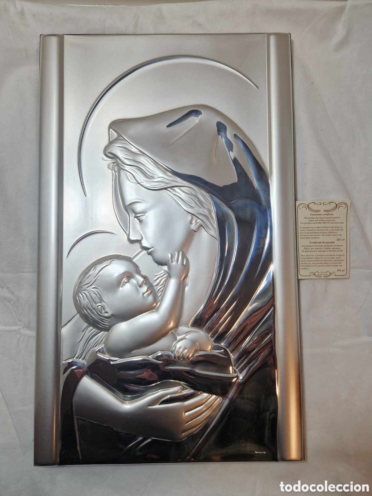 Antig&uuml;edades: Cuadro Virgen con ni&ntilde;o de Plata 925 - Foto 1