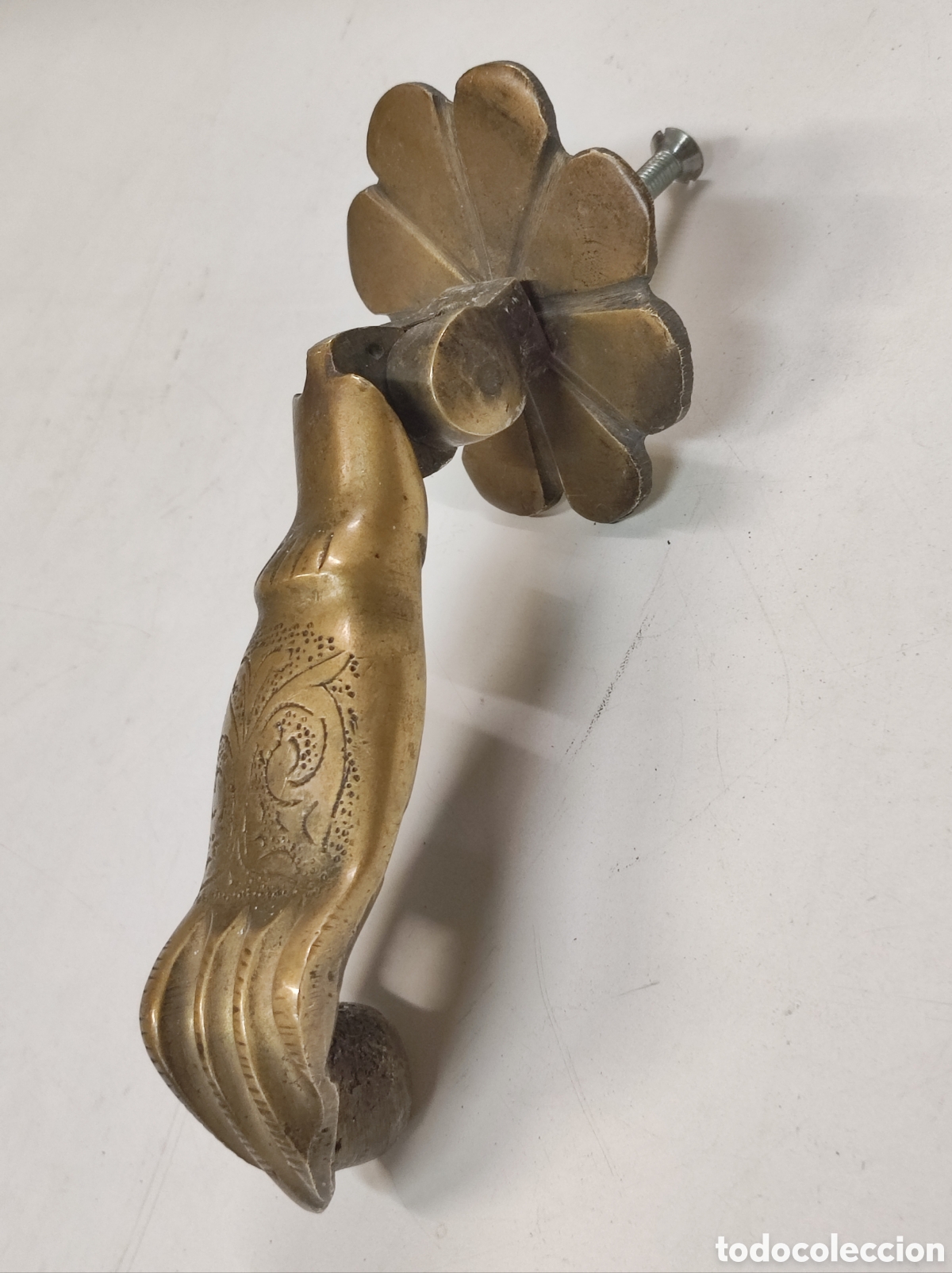 Antig&uuml;edades: Llamador Mano F&aacute;tima Bronce aldaba - Foto 4