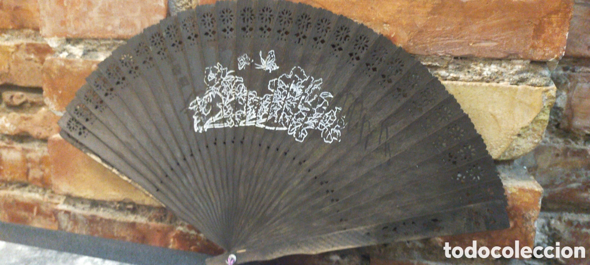Antig&uuml;edades: Abanico de madera , pintado - Foto 6