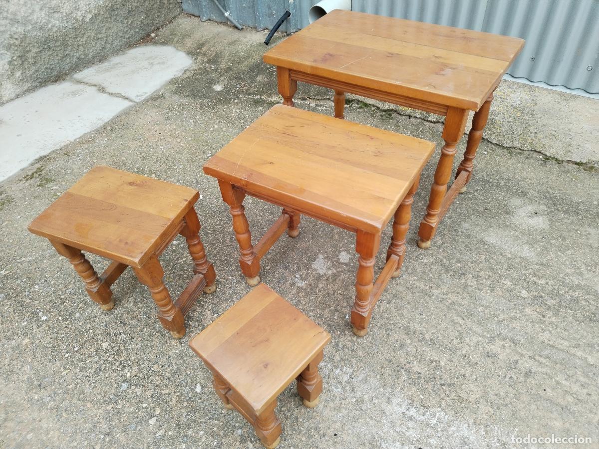 Antig&uuml;edades: juego set 4 mesas - Foto 7