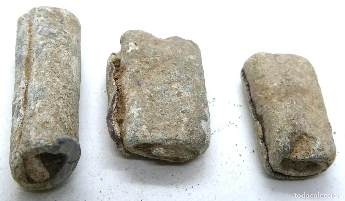Oggetti Antichi: 3 Antiguos plomos de pesca