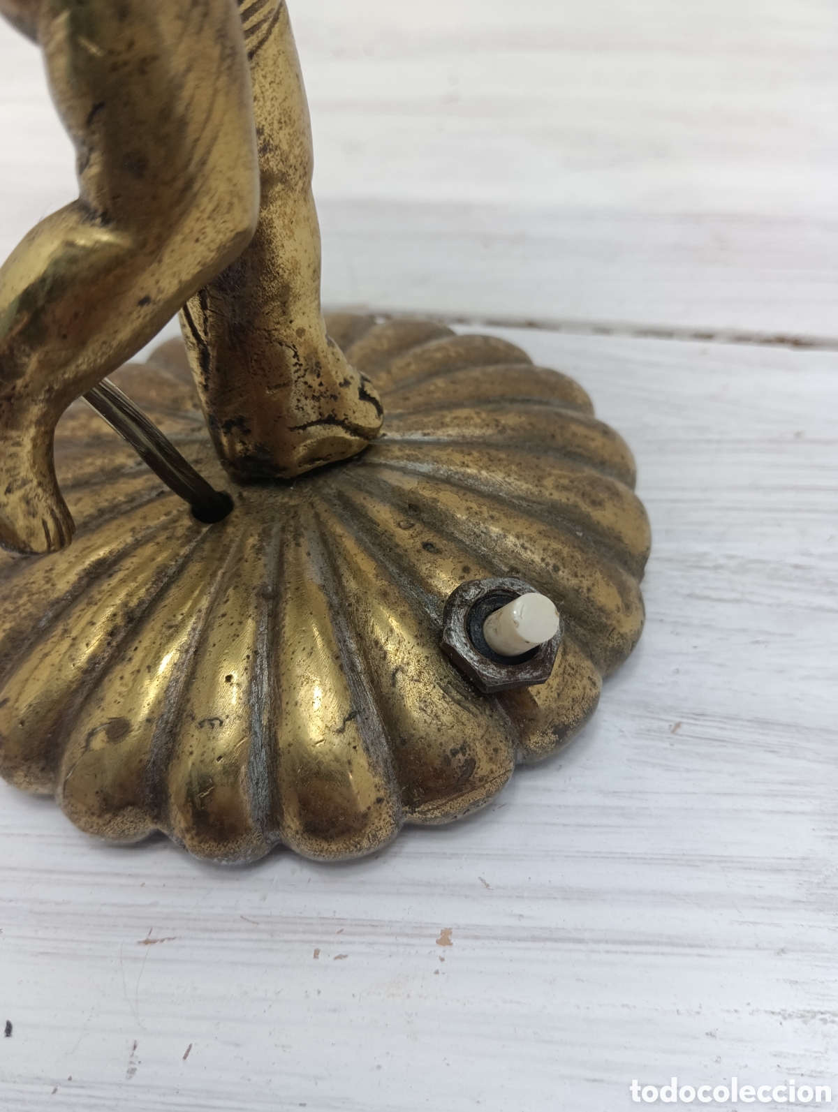 Antig&uuml;edades: Antigua L&aacute;mpara de Mesa Lat&oacute;n Querub&iacute;n. - Foto 10