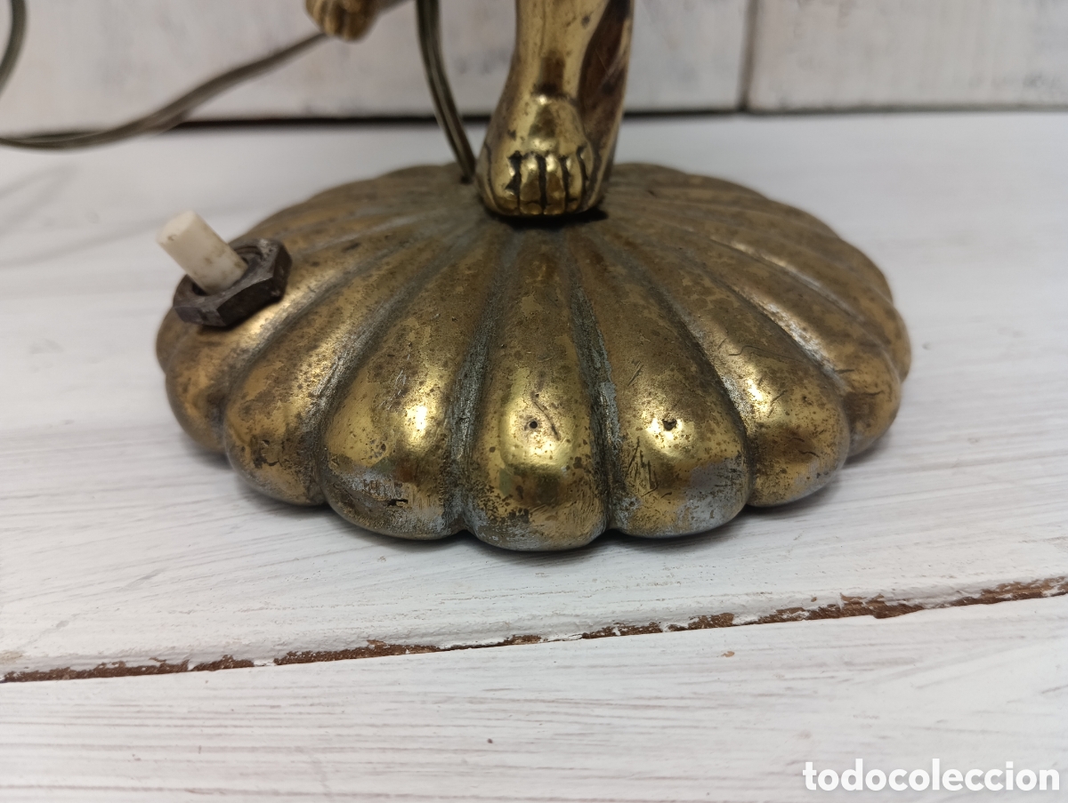 Antig&uuml;edades: Antigua L&aacute;mpara de Mesa Lat&oacute;n Querub&iacute;n. - Foto 11