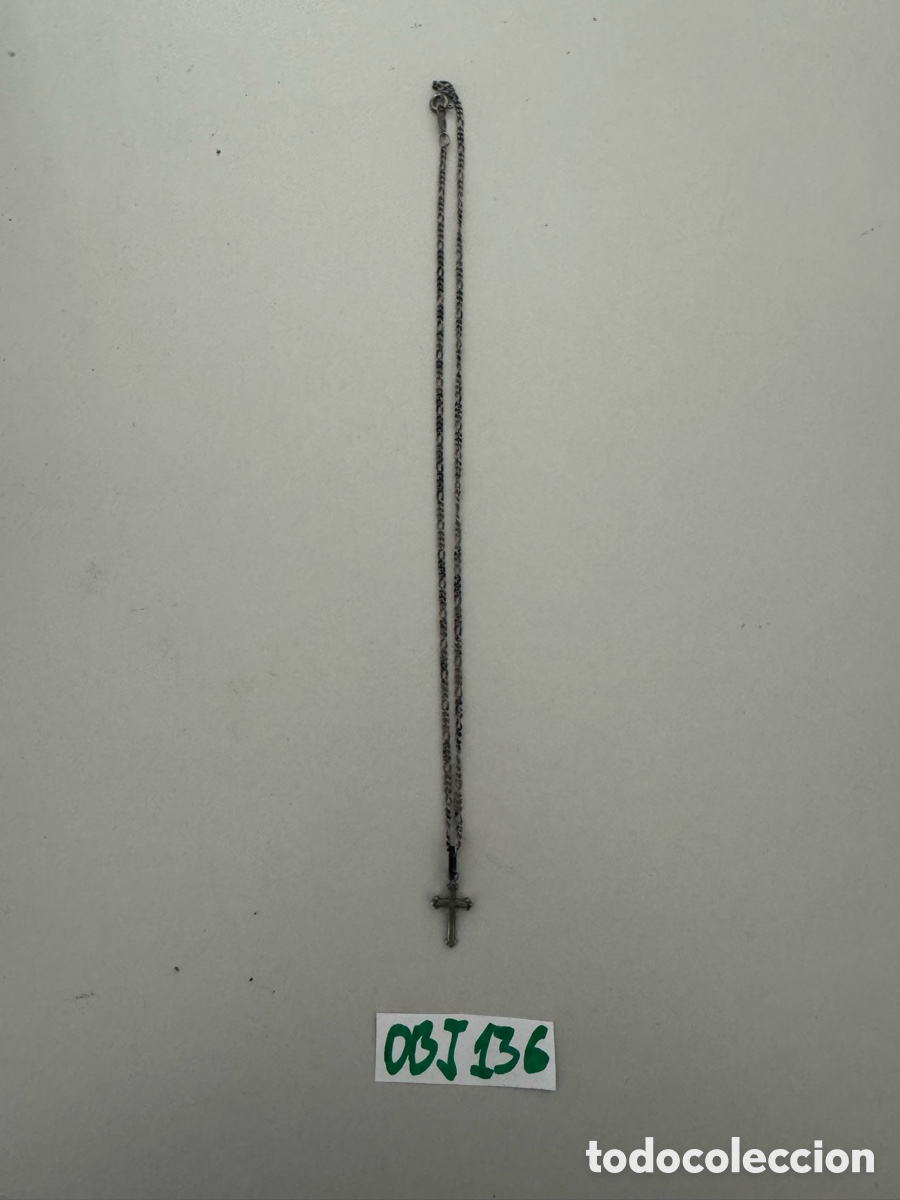 Antig&uuml;edades: Cadena plata antigua con cruz - Foto 1