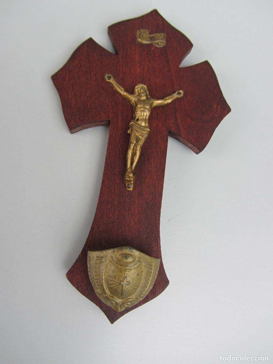 Antig&uuml;edades: Benditera madera y metal 18cm - Foto 1