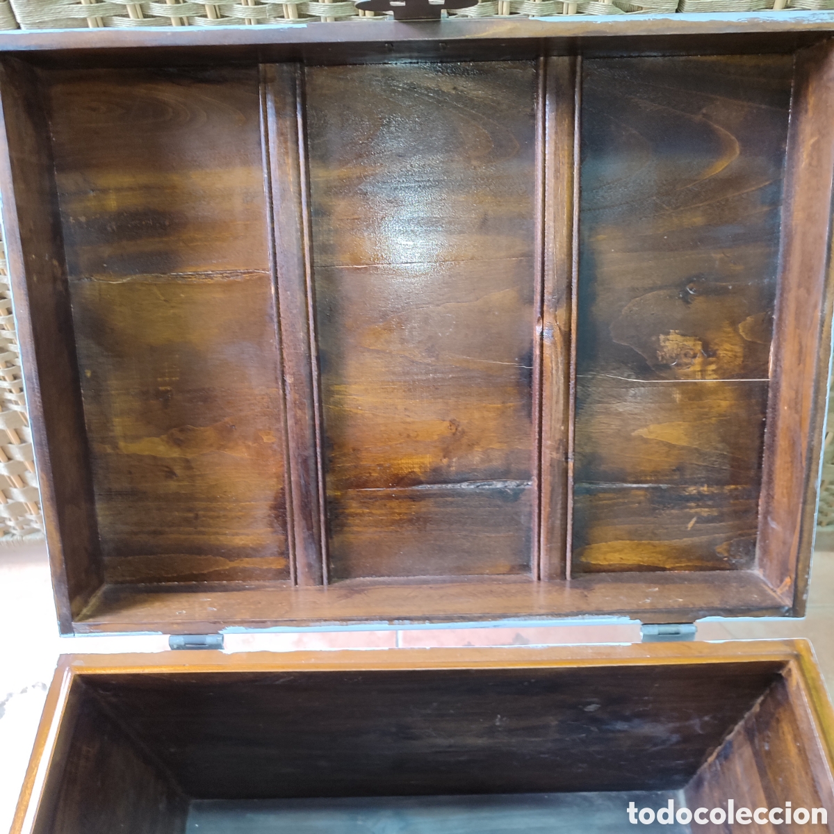 Antig&uuml;edades: Cofre o ba&uacute;l antiguo en madera - Foto 6
